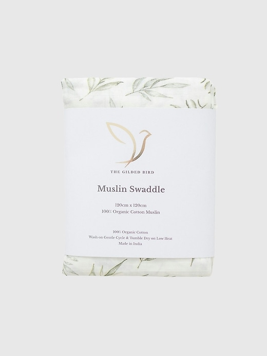 Image number 1 showing, The Gilded Bird Linen Leaves Organic Cotton Muslin Swaddle