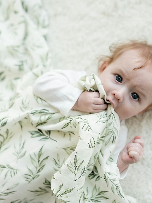 Image number 5 showing, The Gilded Bird Linen Leaves Organic Cotton Muslin Swaddle