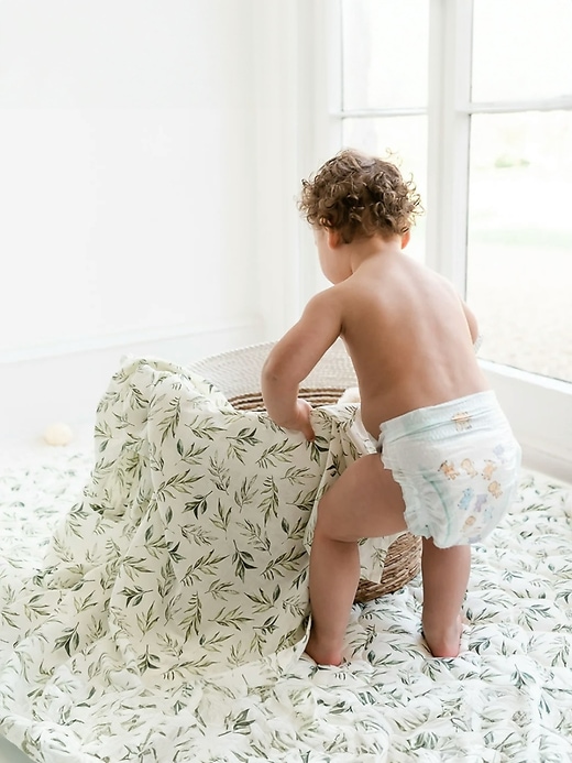 Image number 3 showing, The Gilded Bird Linen Leaves Organic Cotton Muslin Swaddle