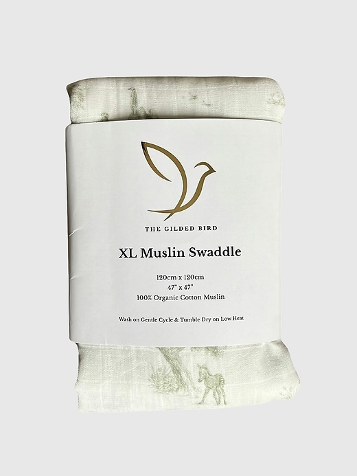 Image number 7 showing, The Gilded Bird Linen Leaves Organic Cotton Muslin Swaddle