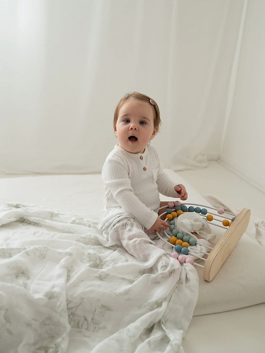 Image number 8 showing, The Gilded Bird Linen Leaves Organic Cotton Muslin Swaddle