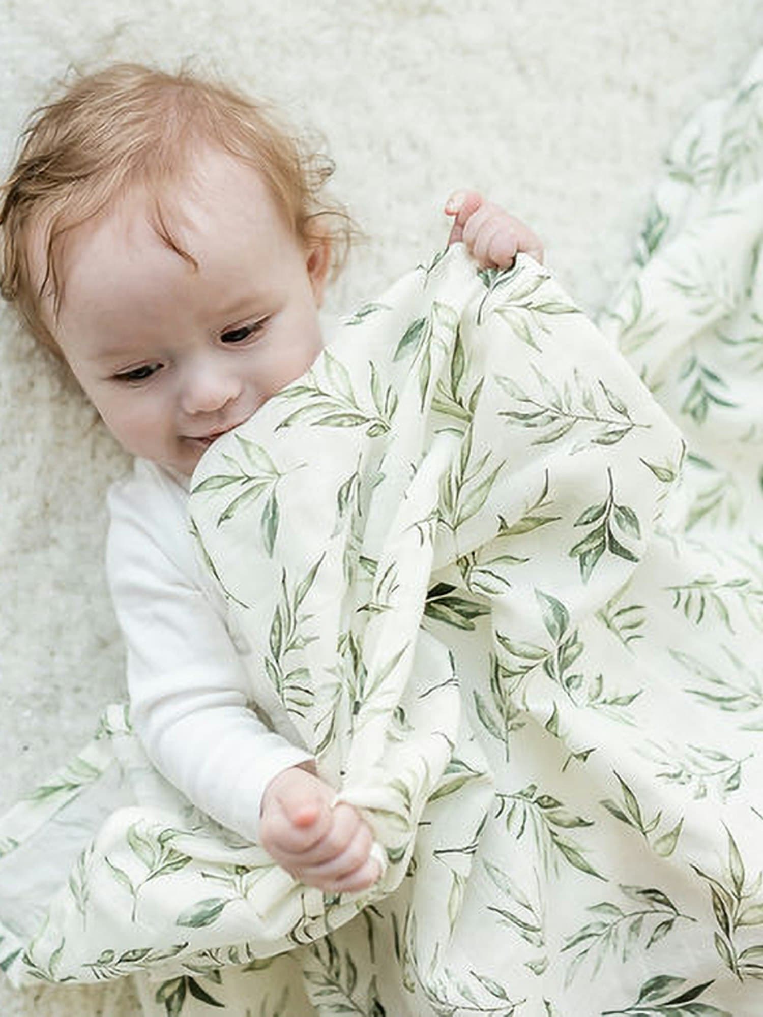 The Gilded Bird Linen Leaves Organic Cotton Muslin Swaddle Gap