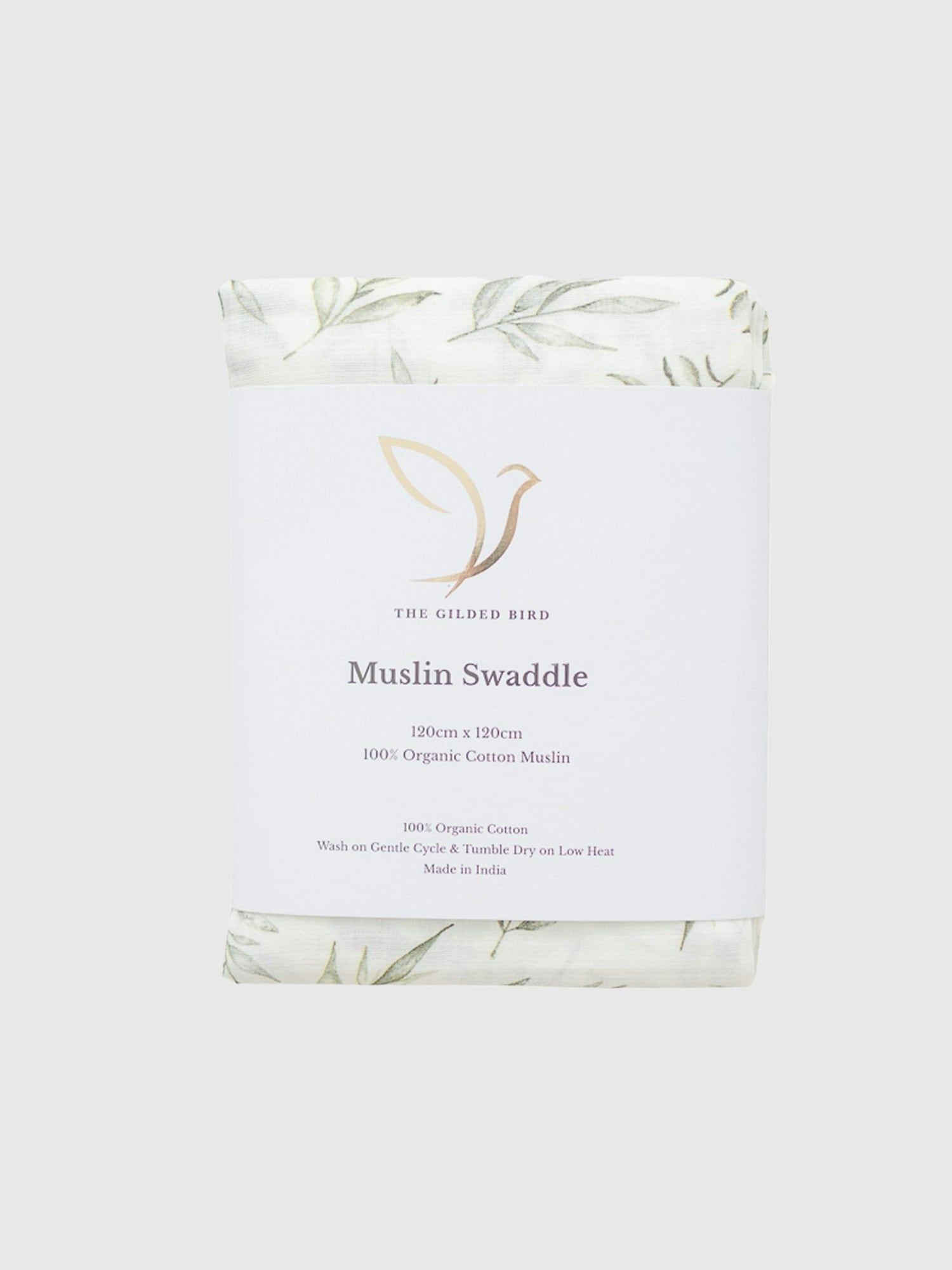 The Gilded Bird Linen Leaves Organic Cotton Muslin Swaddle