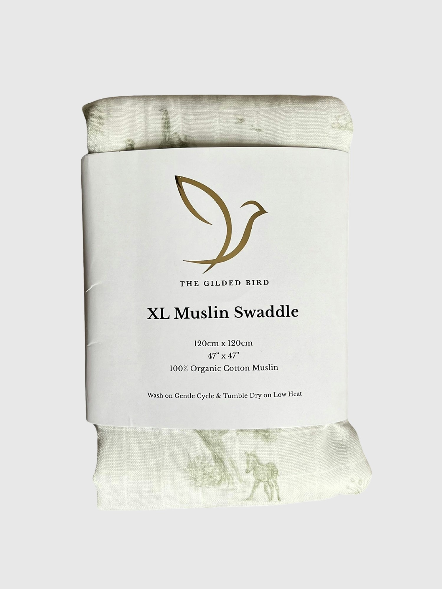 The Gilded Bird Safari Toile Organic Cotton Muslin Swaddle