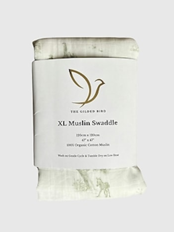 The Gilded Bird Safari Toile Organic Cotton Muslin Swaddle