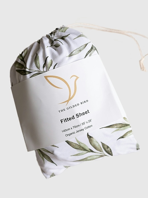 Image number 5 showing, The Gilded Bird Linen Leaves Fitted Crib Sheet