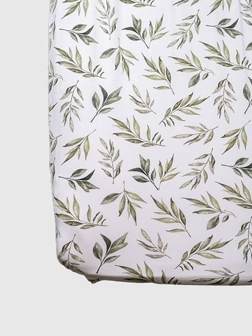 Image number 1 showing, The Gilded Bird Linen Leaves Fitted Crib Sheet