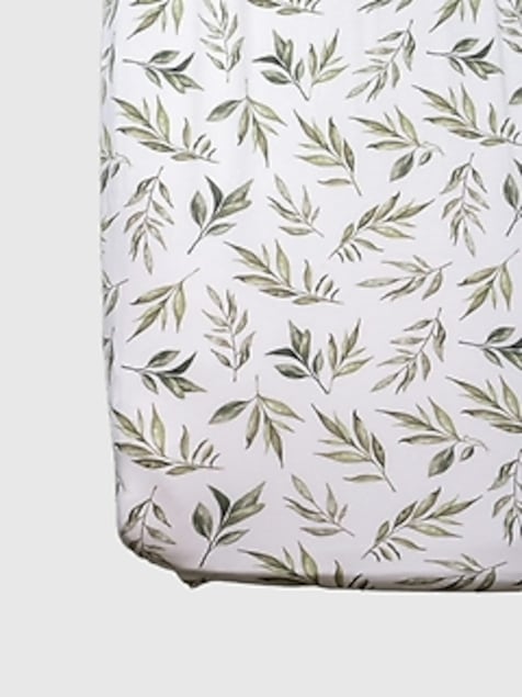 The Gilded Bird Linen Leaves Fitted Crib Sheet