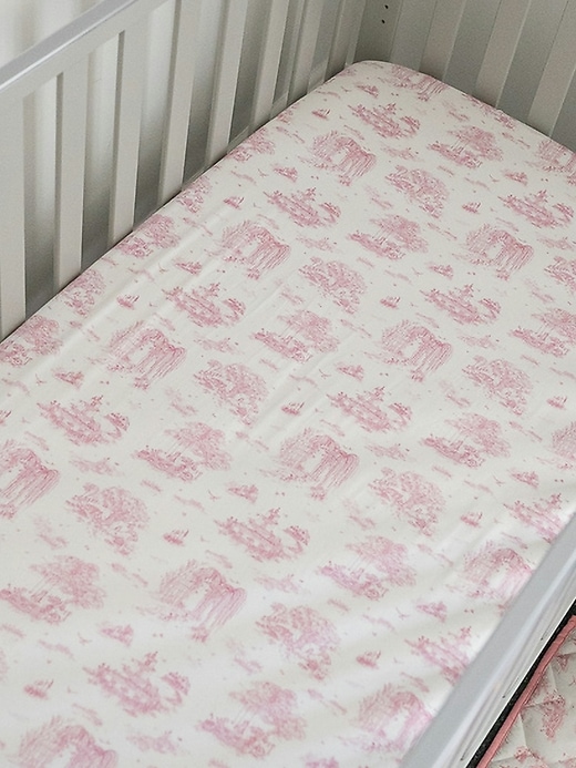 Image number 9 showing, The Gilded Bird Linen Leaves Fitted Crib Sheet