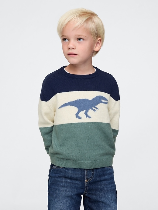 1 of 8 showing, with the color dinosaur print of product Baby & Toddler Dino Crewneck Sweater