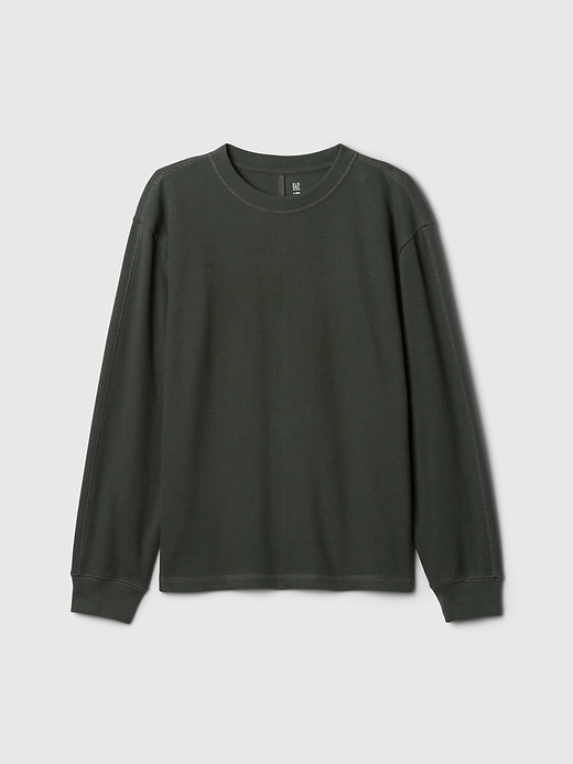 1 of 8 showing, with the color evergreen of product Kids Waffle-Knit T-Shirt