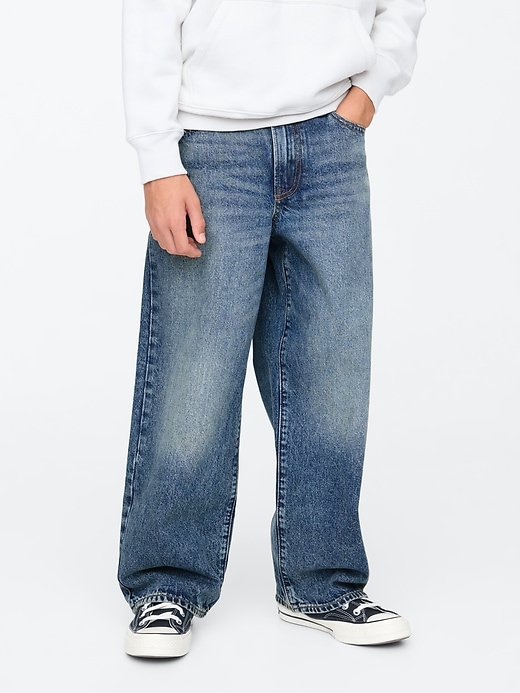 2 of 8 showing, with the color medium wash of product Kids Extra Baggy Jeans