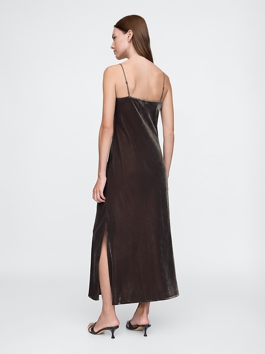 2 of 8 showing, with the color Terra brown of product Recycled Velvet Maxi Slip Dress