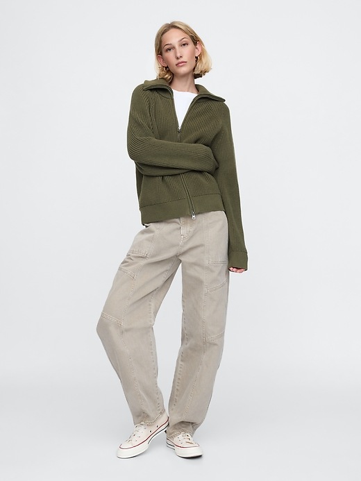 Shaker-Stitch Zip Cardigan | Gap