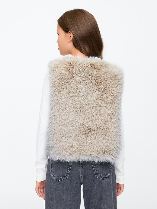 2 of 8 showing, with the color natural of product Kids Recycled Faux Fur Vest