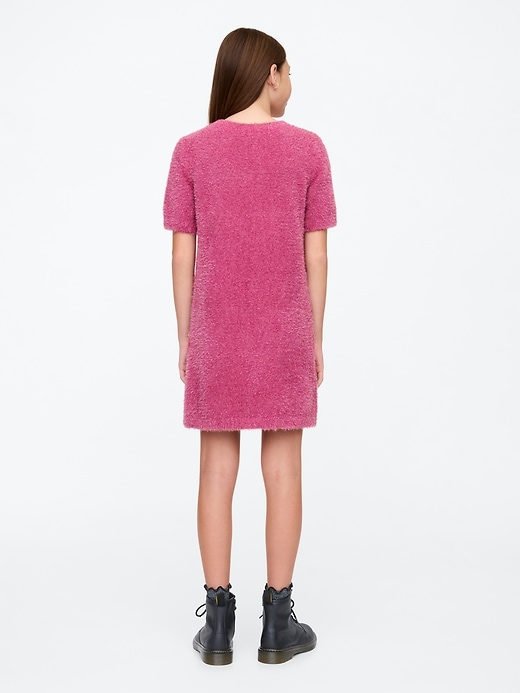 2 of 8 showing, with the color pink of product Kids Fuzzy Metallic Sweater Dress