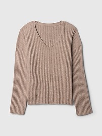 CashSoft Wide Rib V-Neck Sweater