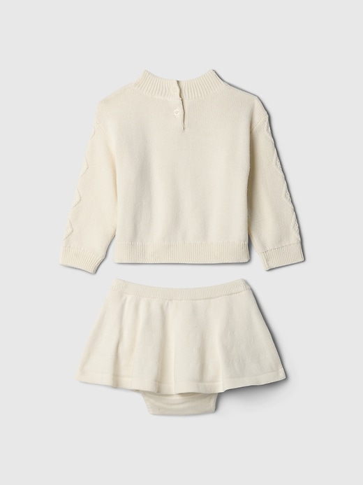 2 of 8 showing, with the color ivory frost of product Baby Cable-Knit Sweater Set