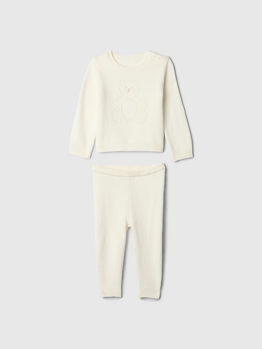 1 of 8 showing, with the color Ivory frost of product Baby Sweater Outfit Set