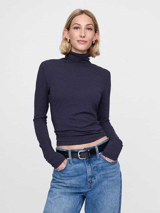 1 of 8 showing, with the color navy blue of product Featherweight Turtleneck