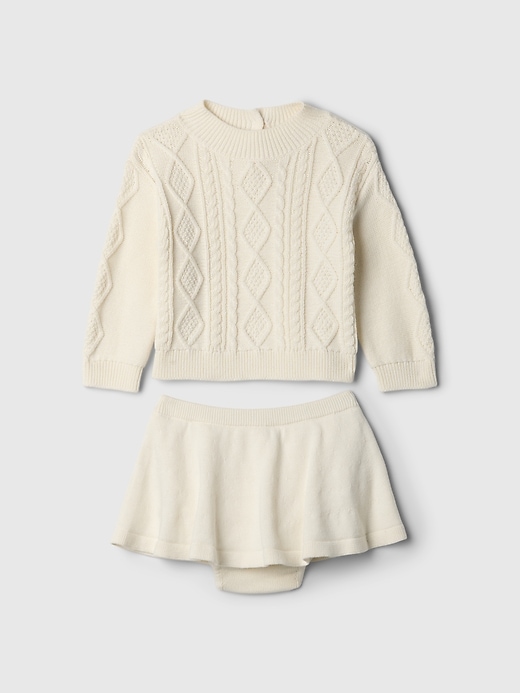 1 of 8 showing, with the color ivory frost of product Baby Cable-Knit Sweater Set