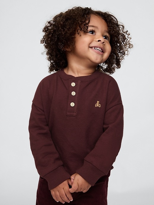 1 of 8 showing, with the color noir red of product Baby & Toddler Henley Shirt