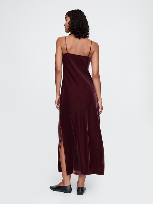 2 of 8 showing, with the color Noir red of product Recycled Velvet Maxi Slip Dress