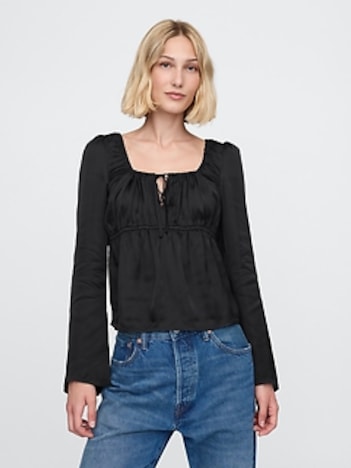 Satin Square-Neck Top