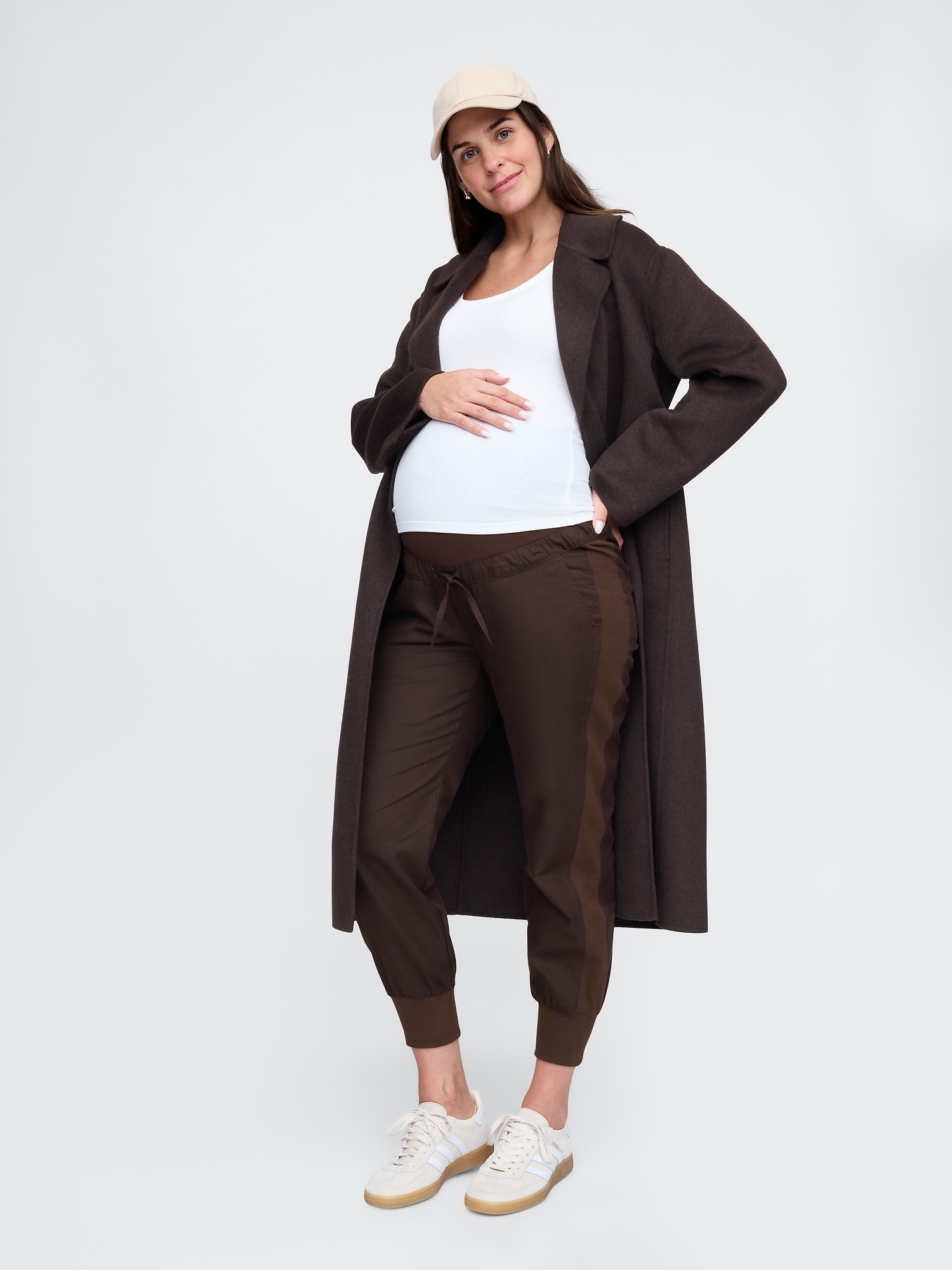 Maternity Full Panel Joggers - Brown