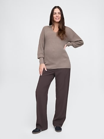 Maternity CashSoft Johnny-Collar Sweater