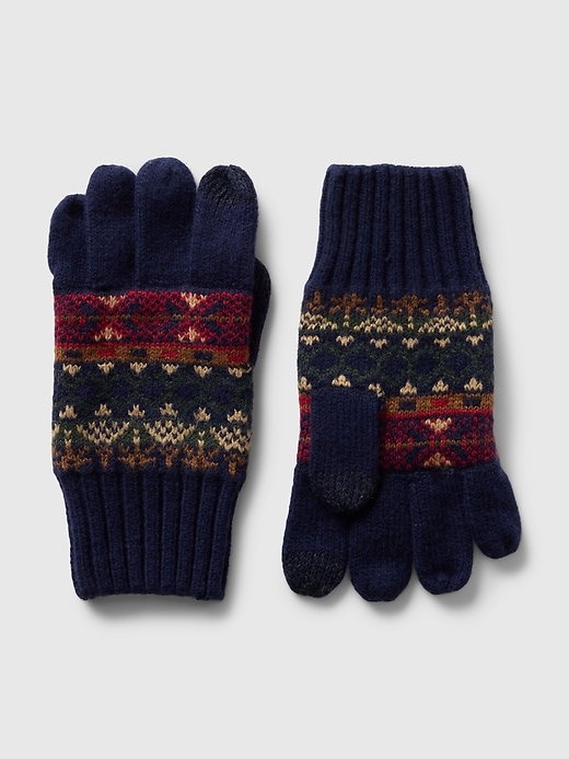 1 of 8 showing, with the color dark night of product Kids CashSoft Fair Isle Gloves