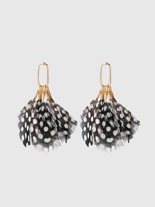 1 of 8 showing, with the color SPOTTED FEATHER of product St. Armands Spotted Feather Tassel Earrings