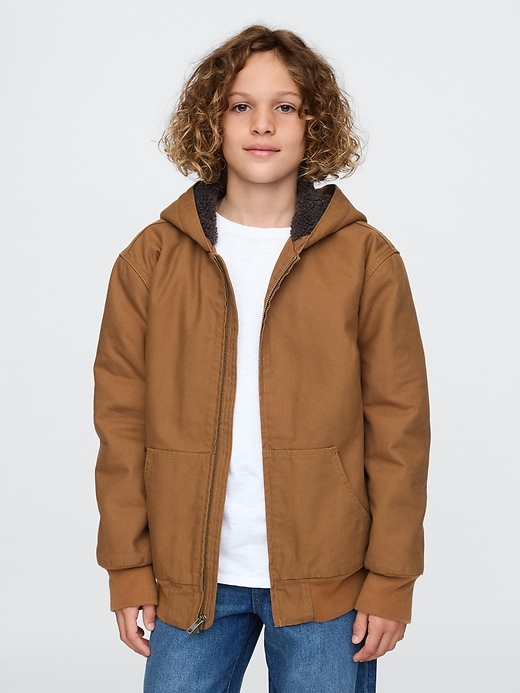 Image number 1 showing, Kids Cozy Canvas Hooded Jacket