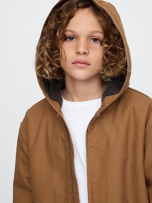 Image number 4 showing, Kids Cozy Canvas Hooded Jacket