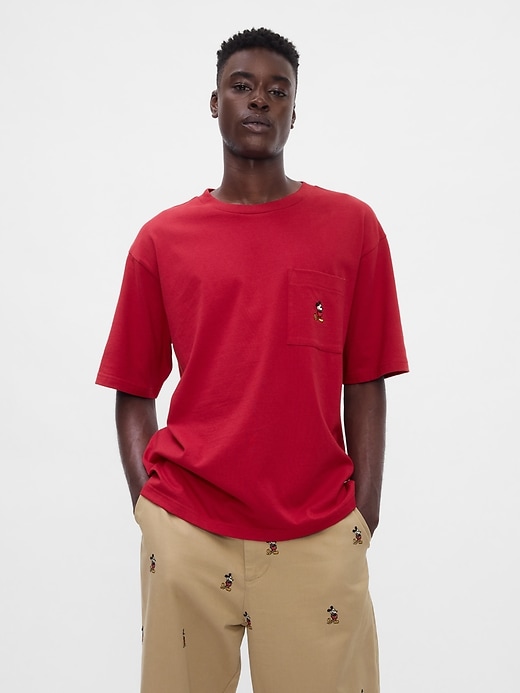 1 of 8 showing, with the color Mickey Mouse sled red of product Gap × Disney Heavyweight Pocket T-Shirt