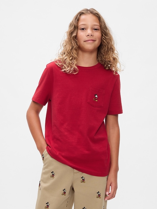 1 of 8 showing, with the color Mickey Mouse sled red of product Gap × Disney Kids Pocket T-Shirt
