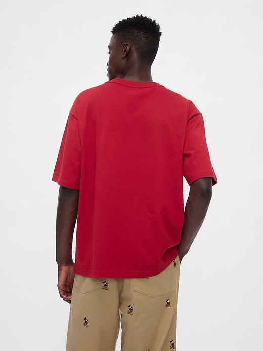 2 of 8 showing, with the color Mickey Mouse sled red of product Gap × Disney Heavyweight Pocket T-Shirt