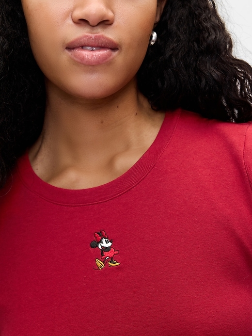 4 of 8 showing, with the color Minnie Mouse sled red of product Gap × Disney Cropped Crewneck T-Shirt