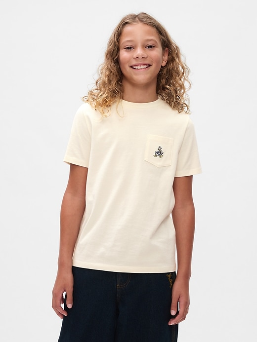 1 of 8 showing, with the color Donald Duck ivory frost of product Gap × Disney Kids Pocket T-Shirt