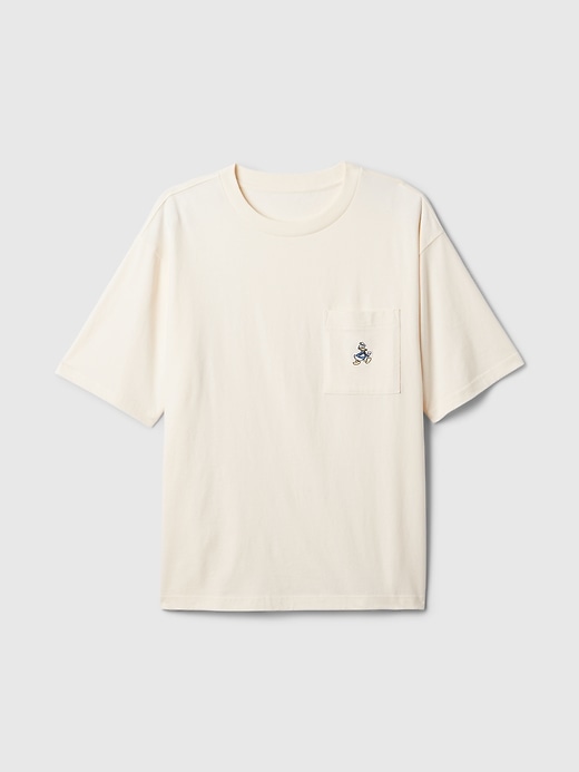 5 of 8 showing, with the color Donald Duck ivory frost of product Gap × Disney Heavyweight Pocket T-Shirt
