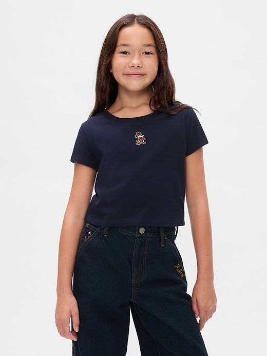 1 of 8 showing, with the color Minnie Mouse navy uniform of product Gap × Disney Kids Embroidered T-Shirt