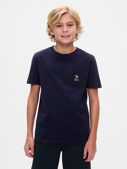 1 of 8 showing, with the color Mickey Mouse navy uniform of product Gap × Disney Kids Pocket T-Shirt