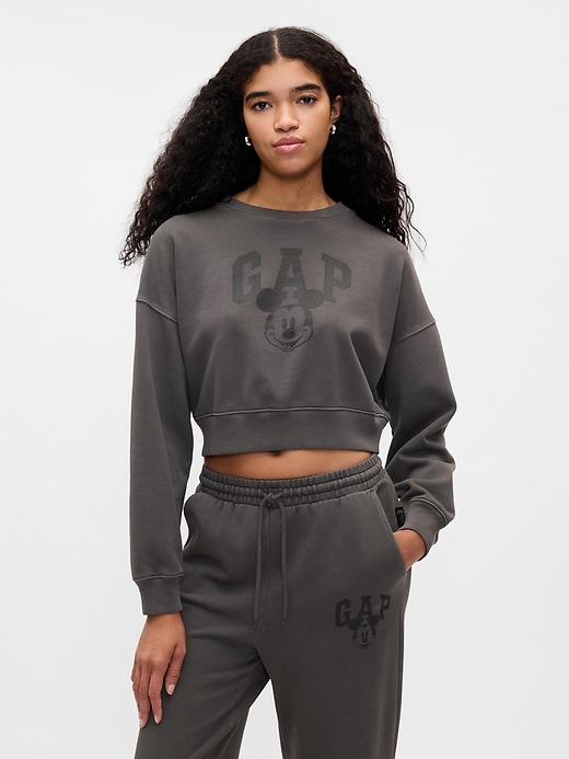 1 of 8 showing, with the color panther black of product Gap × Disney Mickey Mouse Cropped Logo Sweatshirt