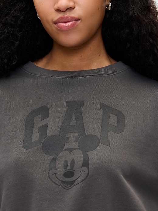 4 of 8 showing, with the color panther black of product Gap × Disney Mickey Mouse Cropped Logo Sweatshirt