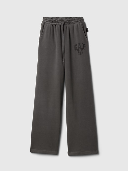 5 of 8 showing, with the color Panther black of product Gap × Disney Mickey Mouse Logo Wide-Leg Sweatpants