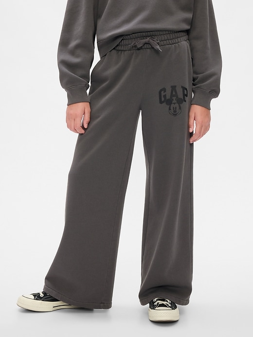 3 of 8 showing, with the color panther black of product Gap × Disney Kids VintageSoft Mickey Mouse Logo Sweatpants