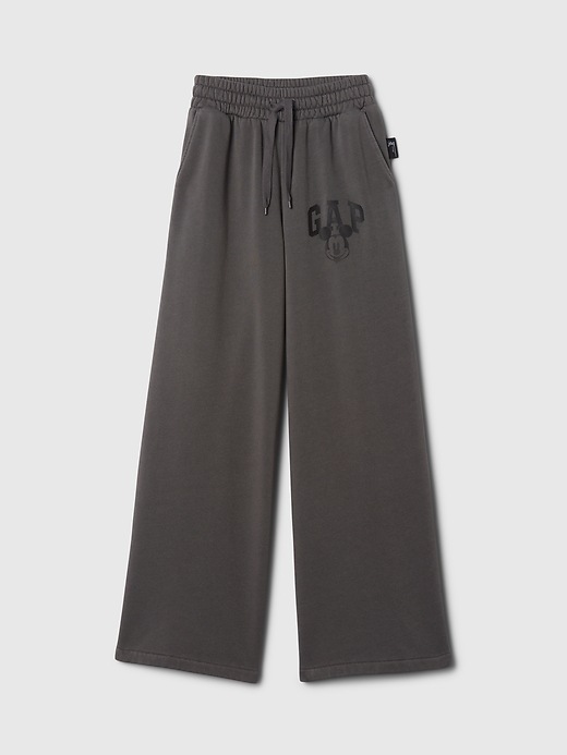 5 of 8 showing, with the color panther black of product Gap × Disney Kids VintageSoft Mickey Mouse Logo Sweatpants