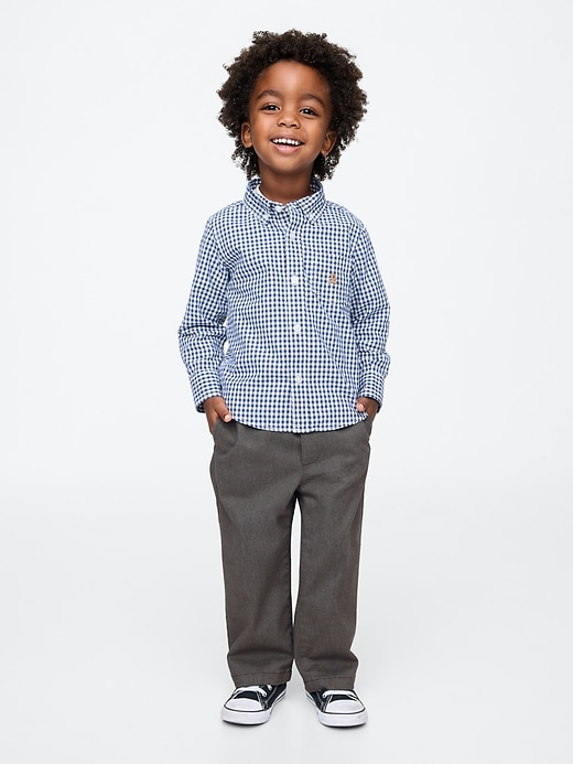 1 of 8 showing, with the color heather grey of product Baby & Toddler Pull-On Wide-Leg Khakis