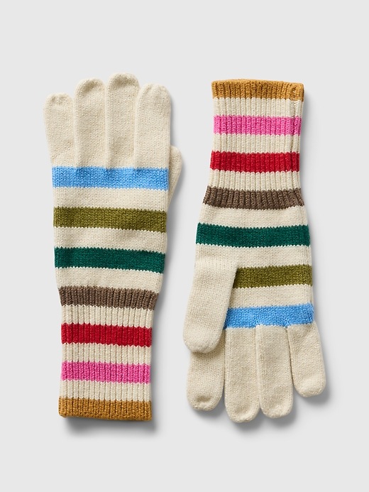1 of 8 showing, with the color multi color happy stripe of product CashSoft Rib Gloves