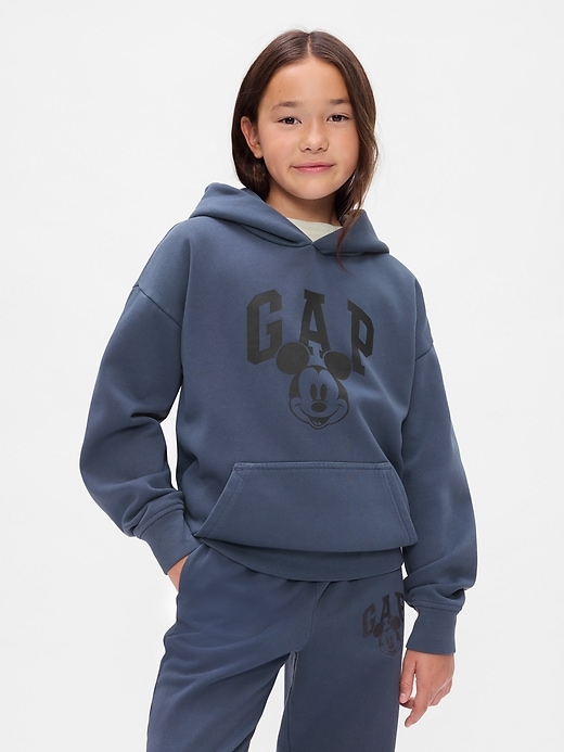 5 of 8 showing, with the color navy uniform of product Gap × Disney Kids VintageSoft Mickey Mouse Logo Hoodie
